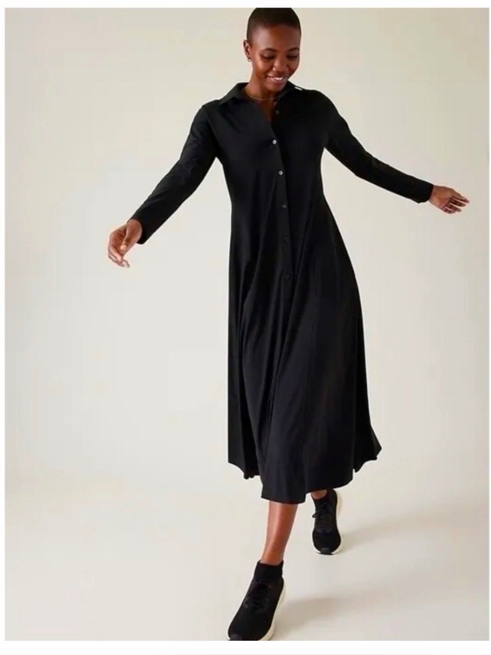 ATHLETA Cosmic Layer Dress, Black Size Medium